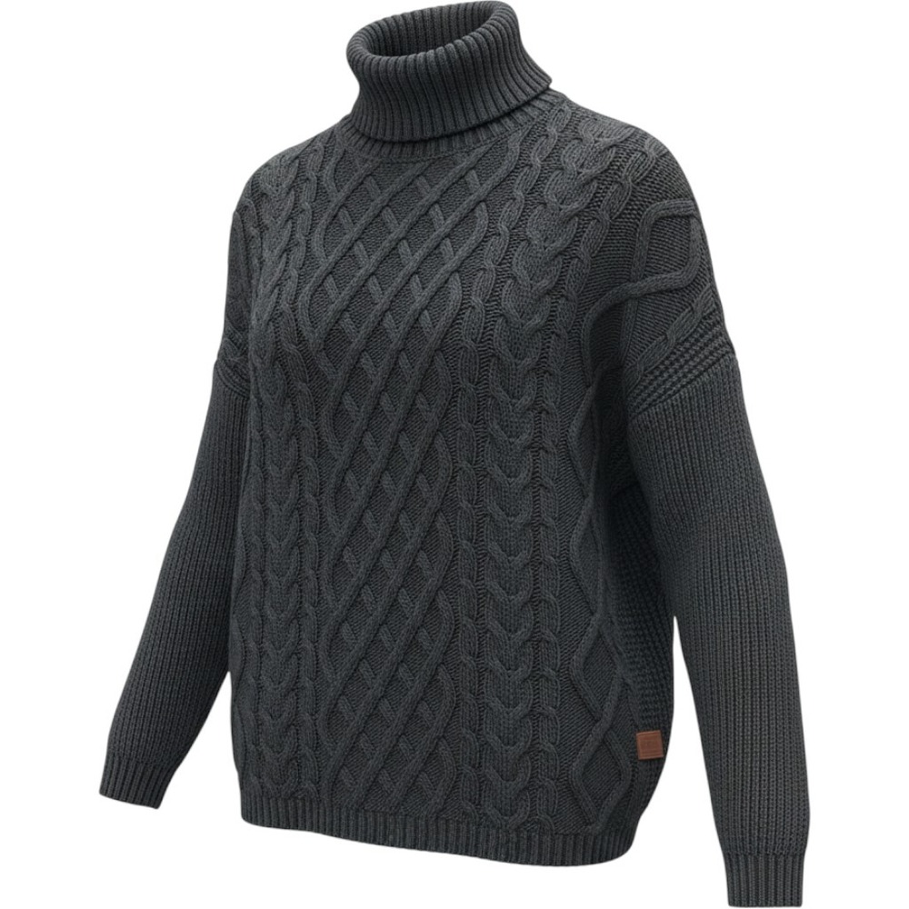 Superdry Sartorial Turtleneck Sweater Womens XS Black Cable Knit Wool Blend